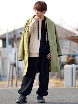 「アイテム（ステンカラーコート）」を使った、ゆうだい。さん（メンズ・164cm・20代）の冬コーディネート