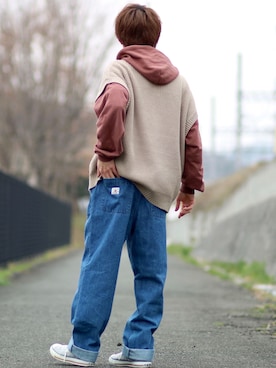 「G.O.C（ジーオーシー）のアイテム（ベスト）」を使った、ゆうだい。さん（メンズ・164cm）の春コーディネート