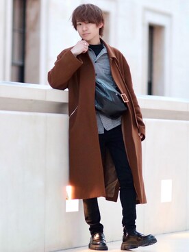 「アイテム（ステンカラーコート）」を使った、ゆうだい。さん（メンズ・164cm・20代）の春コーディネート