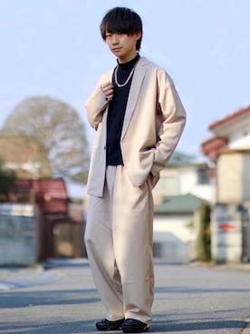 「UNIQLO（ユニクロ）のMEN ソフトタッチハイネックT（長袖）（Tシャツ/カットソー）」を使った、ゆうだい。さん（メンズ・164cm）の春コーディネート