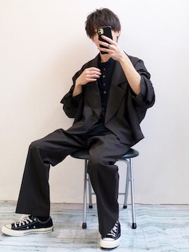 「my beautiful landlet（マイビューティフルランドレット）のアイテム（スラックス）」を使った、ゆうだい。さん（メンズ・164cm）の春コーディネート