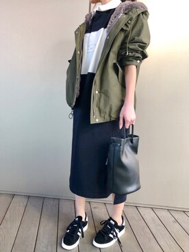 「アイテム（シャツワンピース）」を使った、GUN☺︎さん（レディース・155cm・20代）の秋コーディネート