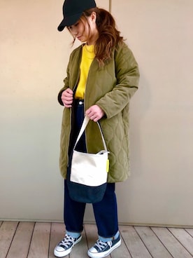 「SHARE PARK（シェアパーク）のアイテム（ブルゾン）」を使った、GUN☺︎さん（レディース・155cm）の秋コーディネート