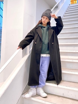 「アイテム（パーカー、グリーン系）」を使った、i_am_otomeさん（レディース・153cm）の冬コーディネート