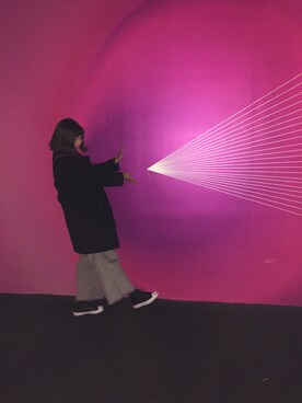 「Crisp（クリスプ）のアイテム（チノパンツ、グレー系）」を使った、Jocelyn Chenさん（レディース）の冬コーディネート