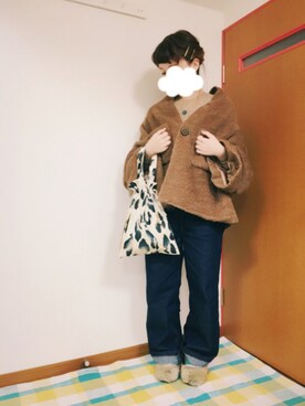 「ファーサンダル」｜「アイテム（パンプス）」を使った、しばたさん（レディース・150cm）の秋コーディネート