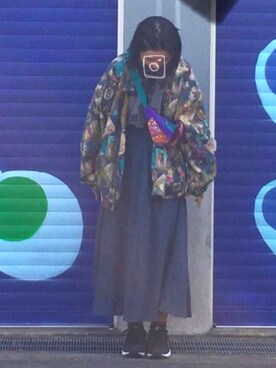 「柄×柄」｜「アイテム（ブルゾン）」を使った、so-yaさん（レディース・156cm）の春コーディネート