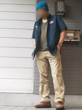 「NAVY（ネイビー）のアイテム（帽子）」を使った、風のナオヤ  相互さん（メンズ・165cm）の春コーディネート