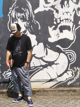 「RAGEBLUE（レイジブルー）のPEガウチョパンツ/793673（その他パンツ）」を使った、風のナオヤ  相互さん（メンズ・165cm）の夏コーディネート