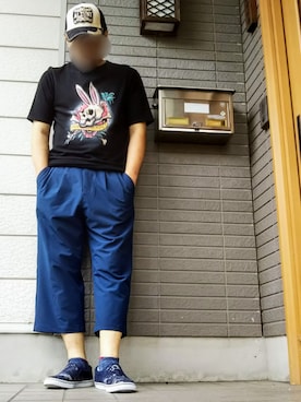 「RAGEBLUE（レイジブルー）のPEガウチョパンツ/793673（その他パンツ）」を使った、風のナオヤ  相互さん（メンズ・165cm）の夏コーディネート