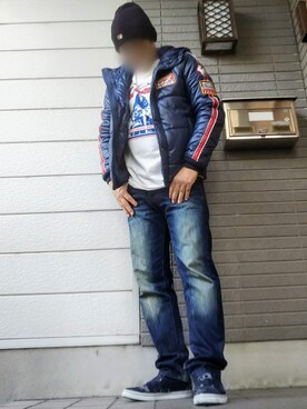 「G-STAR RAW（ジースターロゥ）のアイテム（帽子）」を使った、風のナオヤ  相互さん（メンズ・165cm）の秋コーディネート
