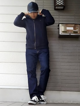 「バーバリー」｜「アイテム（キャップ）」を使った、風のナオヤ  相互さん（メンズ・165cm）の春コーディネート