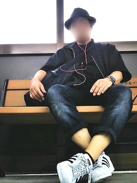 「しまむら（シマムラ）のアイテム（ハット）」を使った、風のナオヤ  相互さん（メンズ・165cm）の夏コーディネート