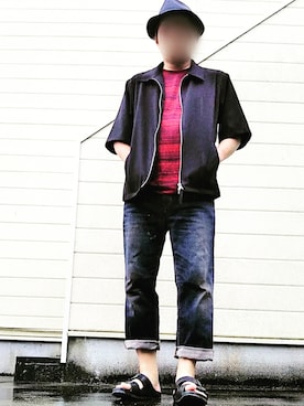 「EDWIN」｜「アイテム（ブルゾン）」を使った、風のナオヤ  相互さん（メンズ・165cm）の夏コーディネート