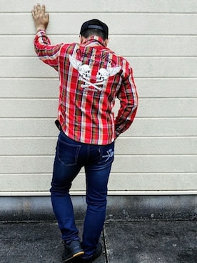 「VANSON（ヴァンソン）のアイテム（帽子）」を使った、風のナオヤ  相互さん（メンズ・165cm）の夏コーディネート