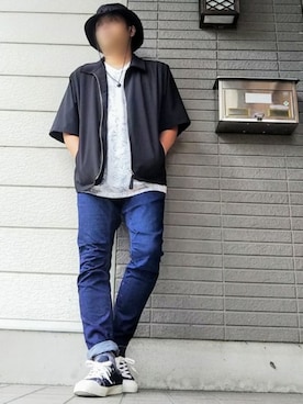 「NEWERA」｜「アイテム（ブルゾン）」を使った、風のナオヤ  相互さん（メンズ・165cm）の秋コーディネート