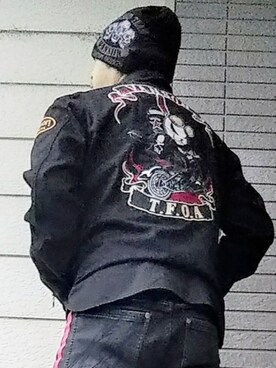 「VANSON（ヴァンソン）のアイテム（帽子）」を使った、風のナオヤ  相互さん（メンズ・165cm）の冬コーディネート