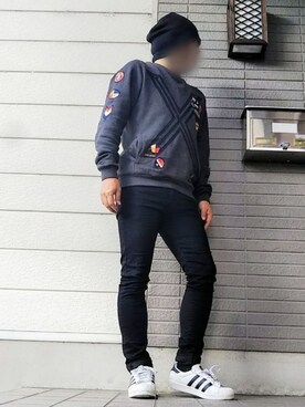 「TORNADO MART（トルネードマート）のアイテム（帽子）」を使った、風のナオヤ  相互さん（メンズ・165cm）の冬コーディネート