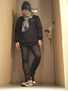「VANSON（ヴァンソン）のアイテム（帽子）」を使った、風のナオヤ  相互さん（メンズ・165cm）の冬コーディネート