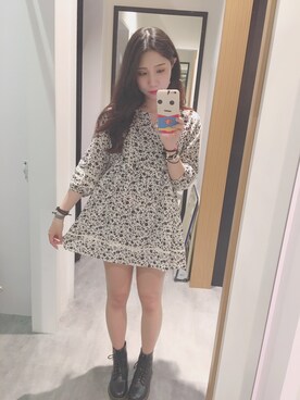 「flower」｜「アイテム（シャツワンピース）」を使った、Miaさん（レディース・167cm）の春コーディネート