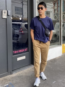 「Time is on（タイムイズオン）のアイテム（パンツ）」を使った、Nathan🇦🇺🐨さん（メンズ・170cm）の冬コーディネート