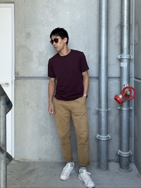 「Time is on（タイムイズオン）のアイテム（パンツ）」を使った、Nathan🇦🇺🐨さん（メンズ・170cm）の冬コーディネート