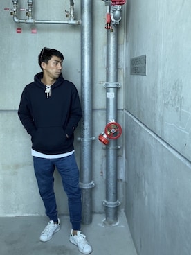 「Time is on（タイムイズオン）のアイテム（ジャケット/アウター）」を使った、Nathan🇦🇺🐨さん（メンズ・170cm）の春コーディネート