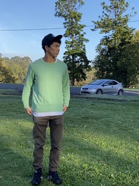 Nathan🇦🇺🐨 is wearing LEVI'S VINTAGE CLOTHING "LEVI'S(R) VINTAGE CLOTHING スウェットシャツ グリーン/BAY MEADOWS BOTTLE GREEN"