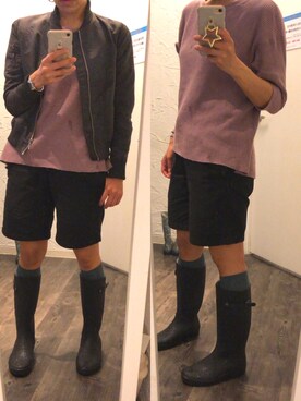 「BEAMS（ビームス）のアイテム（レインシューズ）」を使った、yoyoさん（レディース・160cm）の春コーディネート