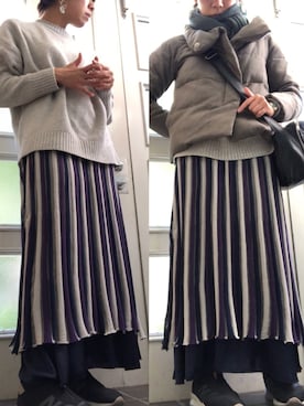 「ロンクスカート」｜「アイテム（ジャケット/アウター）」を使った、yoyoさん（レディース・160cm）の冬コーディネート