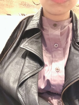 「ダブルジャケット」｜「アイテム（ライダースジャケット）」を使った、yoyoさん（レディース・160cm）の春コーディネート