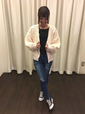 「ループカーディガン」｜asumi.さん（レディース・160cm）の秋コーディネート