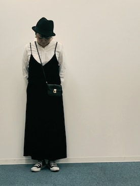 「H&M（エイチ・アンド・エム）のアイテム（ハット）」を使った、ガッツ姉さんさん（レディース・157cm）の春コーディネート