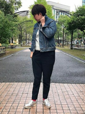 「Paradise Picnic（パラダイスピクニック）のアイテム（ジャケット/アウター）」を使った、ガッツ姉さんさん（レディース・157cm）の秋コーディネート
