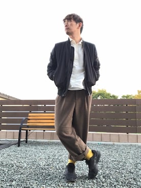 「アイテム（ブルゾン）」を使った、YU-ICHIさん（メンズ・169cm・30代）の秋コーディネート