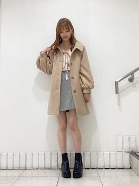 「MAJESTIC LEGON（マジェスティックレゴン）のアイテム（ステンカラーコート）」を使った、めめさん（レディース・162cm）の秋コーディネート