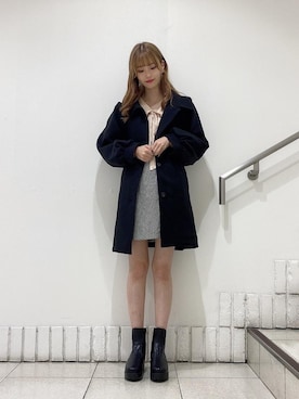 「MAJESTIC LEGON（マジェスティックレゴン）のアイテム（ステンカラーコート）」を使った、めめさん（レディース・162cm）の秋コーディネート