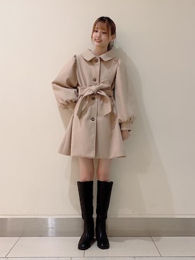 「MAJESTIC LEGON（マジェスティックレゴン）のアイテム（ステンカラーコート）」を使った、めめさん（レディース・162cm）の秋コーディネート