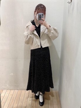 「MAJESTIC LEGON（マジェスティックレゴン）のアイテム（ライダースジャケット）」を使った、めめさん（レディース・162cm）の春コーディネート
