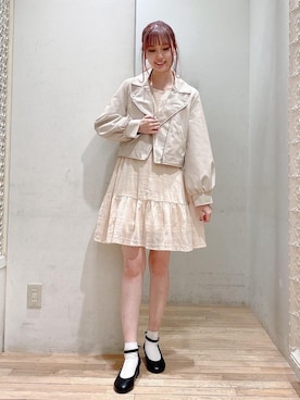 「MAJESTIC LEGON（マジェスティックレゴン）のアイテム（ライダースジャケット）」を使った、めめさん（レディース・162cm）の春コーディネート