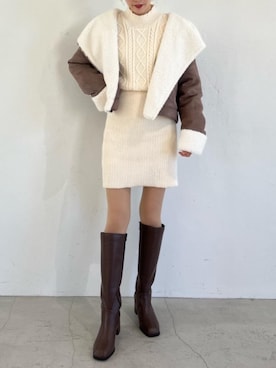 「MAJESTIC LEGON（マジェスティックレゴン）のアイテム（ライダースジャケット）」を使った、めめさん（レディース・162cm）の秋コーディネート