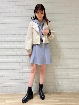「MAJESTIC LEGON（マジェスティックレゴン）のアイテム（ライダースジャケット）」を使った、めめさん（レディース・162cm）の冬コーディネート