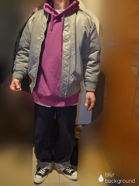 「UNIQLO（ユニクロ）のハイライズワイドストレートジーンズ（デニムパンツ）」を使った、ゆずコスさん（メンズ・168cm）の冬コーディネート