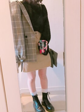 「H&M（エイチ・アンド・エム）のアイテム（チェスターコート）」を使った、せりえむさん（レディース・146cm）の春コーディネート