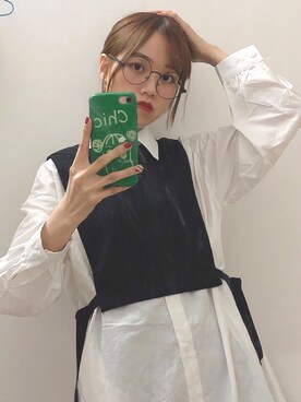 「MOUSSY（マウジー）のアイテム（ベスト、ブラック系）」を使った、karappoさん（レディース・157cm）の冬コーディネート