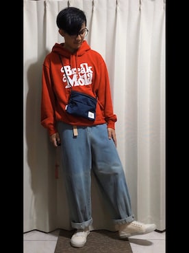 「COP（シーオーピー）のアイテム（パンツ）」を使った、mikechungさん（メンズ・163cm）の冬コーディネート