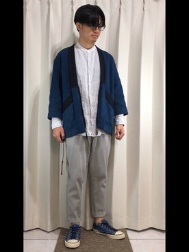 「oqLiq（オークリック）のアイテム（その他アウター）」を使った、mikechungさん（メンズ・163cm）の冬コーディネート