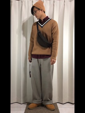 「H:CONNECT（エイチコネクト）のアイテム（トップス）」を使った、mikechungさん（メンズ・163cm）の冬コーディネート