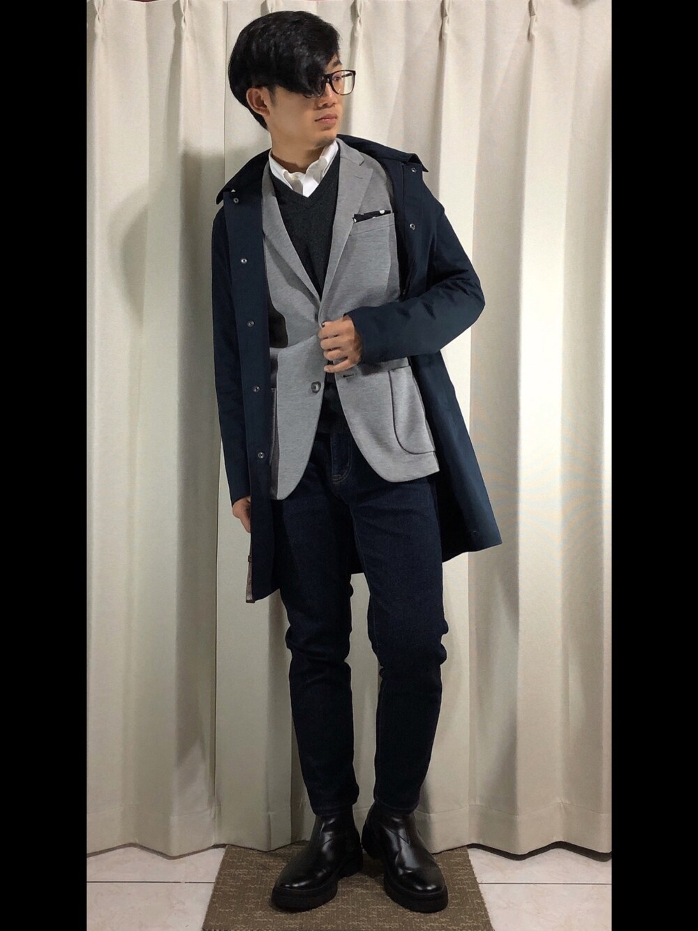 【美品】kolor ブラック テック系コート 136070871088_003.webp