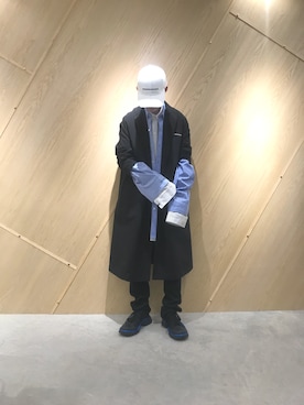 「ビッグシャツ」｜「アイテム（チェスターコート）」を使った、Muraiさん（メンズ・173cm）の春コーディネート